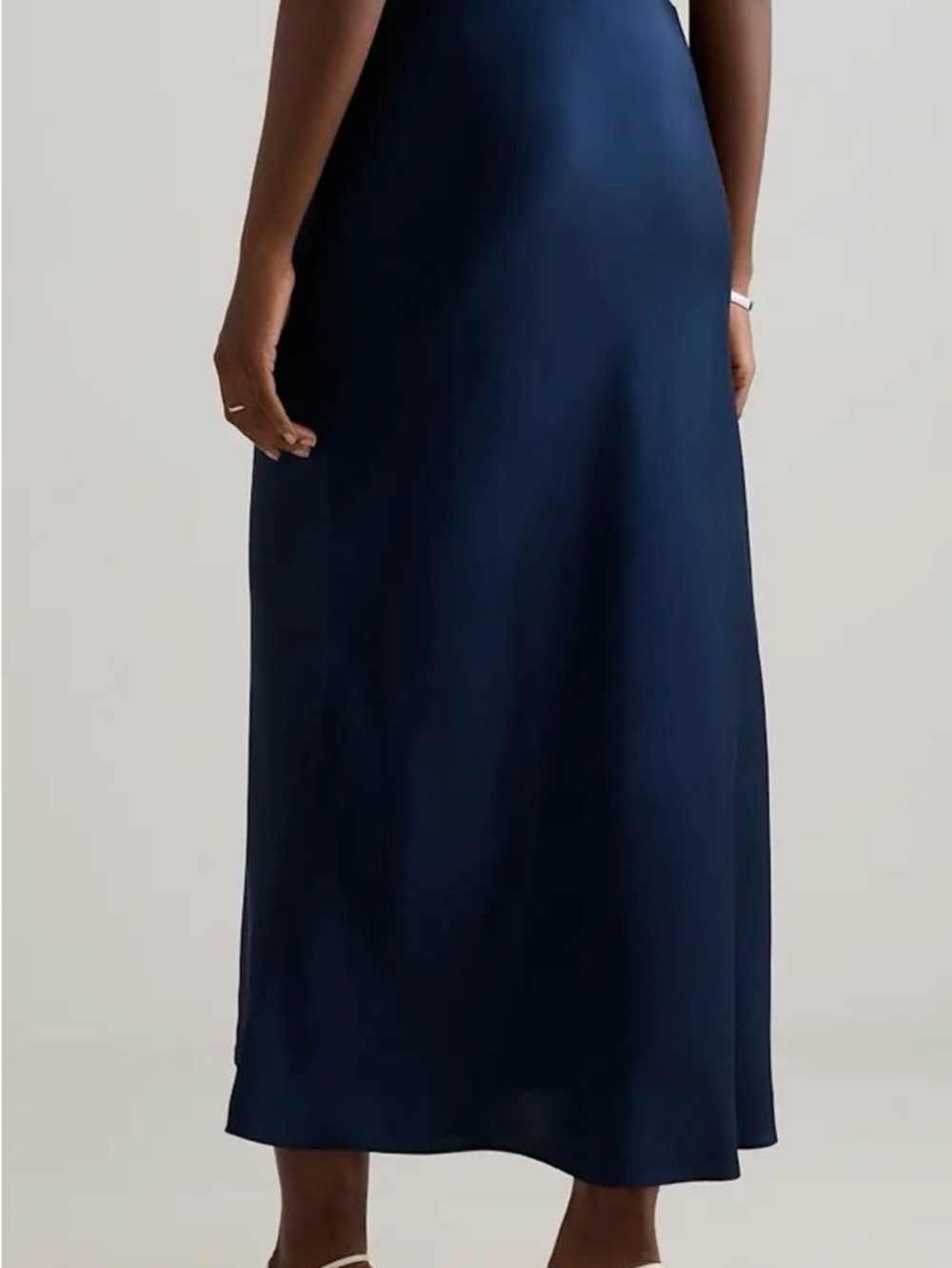 Quince Navy Satin Midi Skirt - Picture 2 of 4